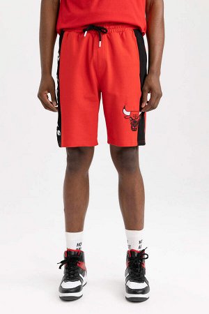 DeFactoFit Хлопковые шорты стандартной посадки, лицензированные NBA Chicago Bulls