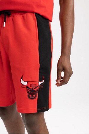 DeFactoFit Хлопковые шорты стандартной посадки, лицензированные NBA Chicago Bulls