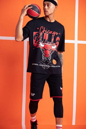DeFactoFit Футболка свободного кроя NBA Chicago Bulls с круглым вырезом и короткими рукавами из 100% хлопка