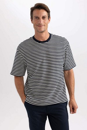 Полосатая футболка с коротким рукавом Relax Fit с круглым вырезом