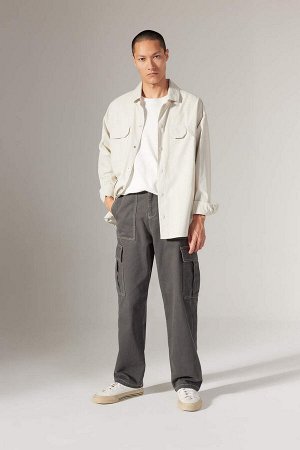 Хлопковая куртка-рубашка с длинными рукавами оверсайз