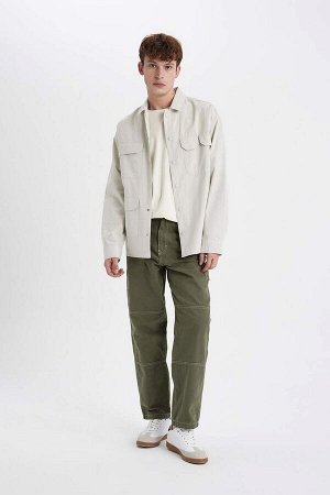 DEFACTO Хлопковая куртка-рубашка с длинными рукавами оверсайз