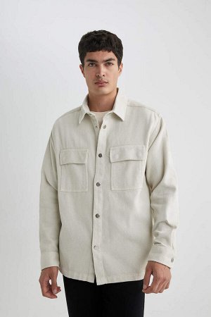 DEFACTO Куртка-рубашка с длинными рукавами и воротником-поло Relax Fit