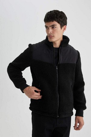 Плюшевое пальто Modern Fit с воротником-стойкой