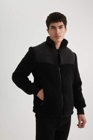 Плюшевое пальто Modern Fit с воротником-стойкой