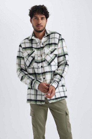 DEFACTO Куртка-рубашка стандартного кроя с воротником-поло и клетчатым узором