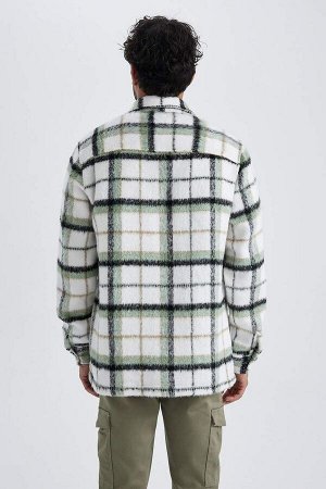 DEFACTO Куртка-рубашка стандартного кроя с воротником-поло и клетчатым узором