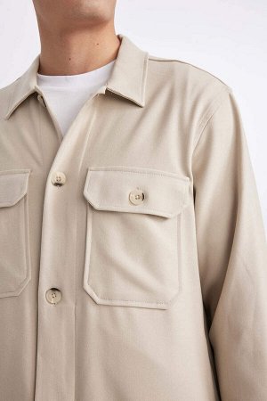 DEFACTO Куртка-рубашка стандартного кроя с воротником-поло и длинными рукавами