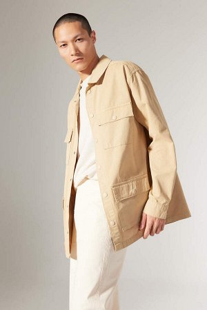 Хлопковая куртка-рубашка с длинными рукавами Relax Fit