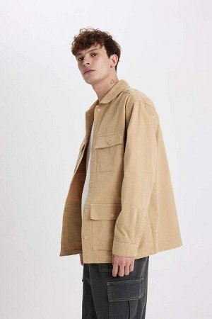 DEFACTO Хлопковая куртка-рубашка с длинными рукавами Relax Fit