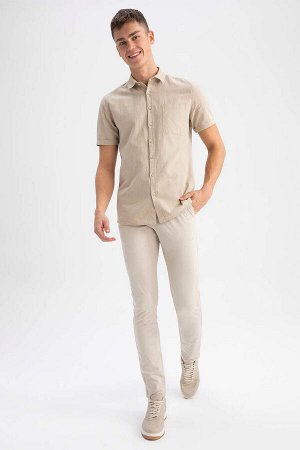 Рубашка из 100% хлопка с короткими рукавами и воротником-поло Slim Fit