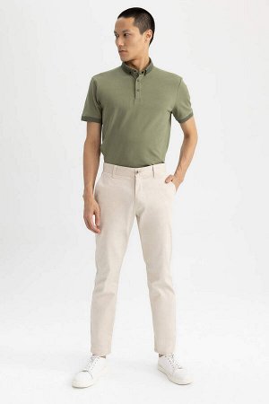 Хлопковая футболка с короткими рукавами и воротником-поло Slim Fit