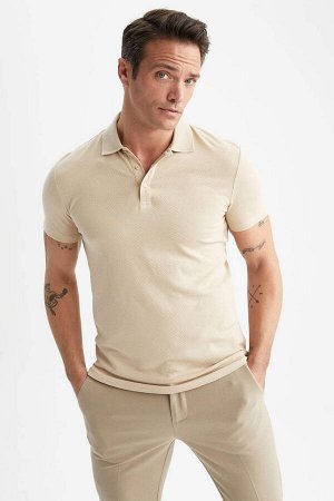 Базовая хлопковая футболка с короткими рукавами и воротником-поло Slim Fit