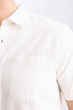 DEFACTO Рубашка из 100% хлопка с короткими рукавами и воротником-поло обычного кроя