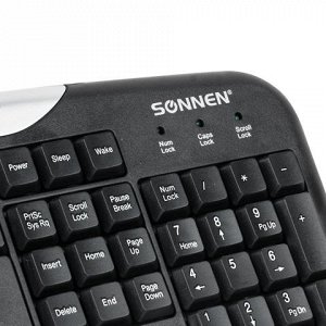 Набор проводной SONNEN KB-S110, клавиатура, мышь 3кнопки+1колесо-кнопка, черный, 511284