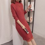 Теплое платье  бордовое