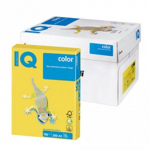 Бумага IQ (АйКью) color А3, 160 г/м, 250 л., интенсив канаре