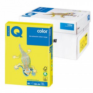 Бумага IQ (АйКью) color А4, 80 г/м, 100 л., неон желтая NEOG