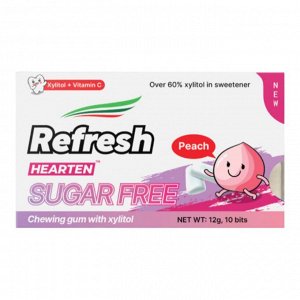 Refresh Hearten Жевательная резинка со вкусом персика Sugar Free Peach, 12 г