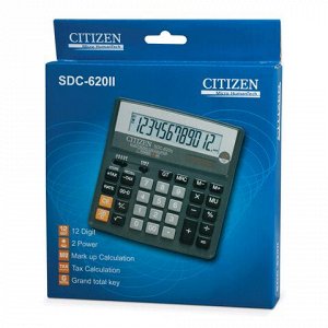 Калькулятор CITIZEN настольный SDC-620II, 12 разрядов, двойн