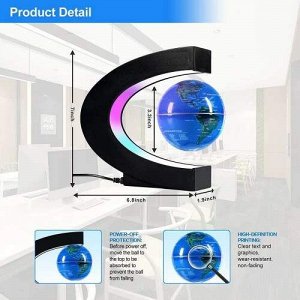 LED Ночник Magnetic levitation globes с RGB подсветкой, оригинальный дизайн диаметр глобуса 10 см