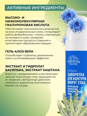 Сыворотка для контура вокруг глаз «Интенсивное увлажнение и тонизирование кожи» с гиалуроновой кислотой и алоэ-вера