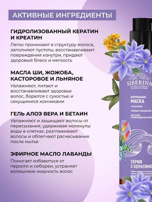 Маска с кератином «Глубокое увлажнение» для сухих и поврежденных волос