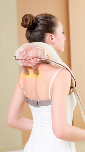 Healing Hands Shoulder and Neck Massager. Массажёр с ИК-прогревом, который имитирует человеческие руки. Бежевый цвет