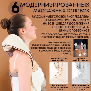 Healing Hands Shoulder and Neck Massager. Массажёр с ИК-прогревом, который имитирует человеческие руки. Бежевый цвет