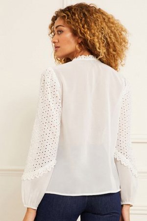 Love & Roses Прозрачная блузка с длинными рукавами, рюшами и завязывающимся вырезом.