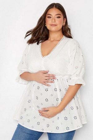 Блузка для беременных Yours Curve с английской вышивкой и V-образным вырезом