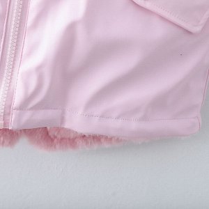 Детская утепленная куртка на молнии, с капюшоном, цвет розовый