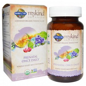 Garden of Life, mykind Organics, предродовой, один раз в день, 90 веганских таблеток