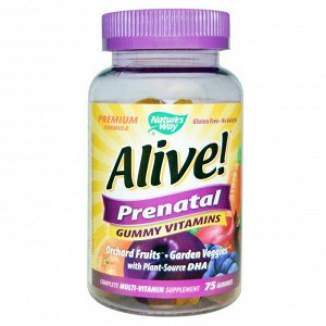 Natures Way, Alive! Prenatal Vitamins, 75 Gummies