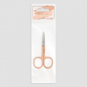 Ножницы маникюрные, узкие, загнутые, 8,5 см, цвет серебристый/розовое золото