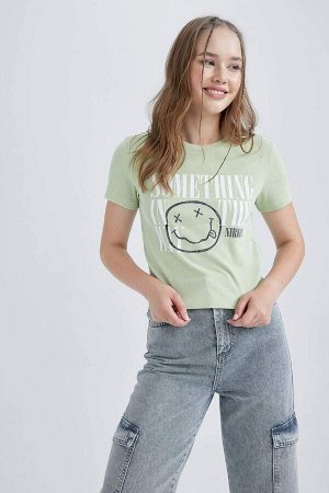 DEFACTO Моющаяся футболка Cool Nirvana с короткими рукавами и принтом с эффектом выцветания