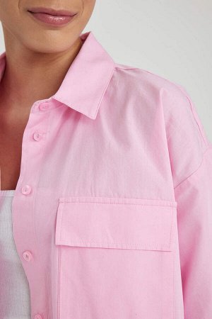 DEFACTO Классная рубашка оверсайз с короткими рукавами из 100% хлопка