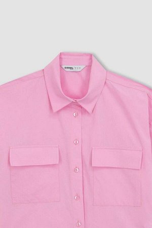 Классная рубашка оверсайз с короткими рукавами из 100% хлопка