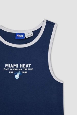 DeFactoFit NBA Miami Heat Лицензированный укороченный топ из 100 % хлопка с круглым вырезом