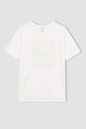 DEFACTO Традиционная футболка Relax Fit с круглым вырезом и короткими рукавами