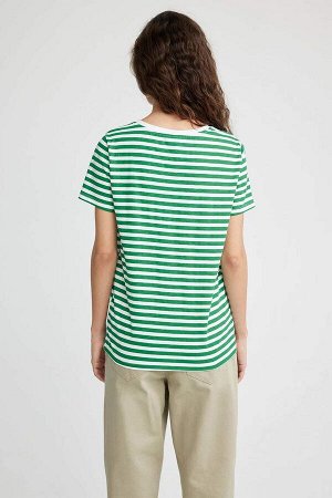 Полосатая футболка стандартного кроя с круглым вырезом и короткими рукавами из 100 % хлопка