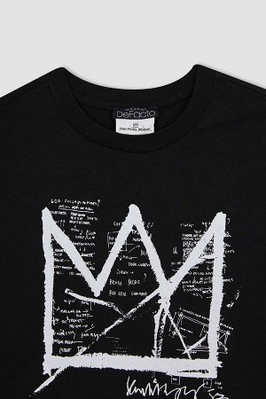 Jean Michel Basquiat Футболка оверсайз с круглым вырезом и короткими рукавами из 100% хлопка