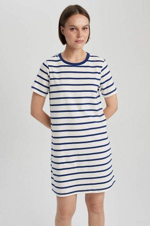 Крутая футболка с круглым вырезом, мини-платье из 100% хлопка из чесаного хлопка с короткими рукавами