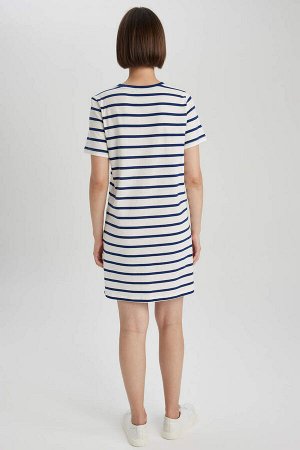 Крутая футболка с круглым вырезом, мини-платье из 100% хлопка из чесаного хлопка с короткими рукавами