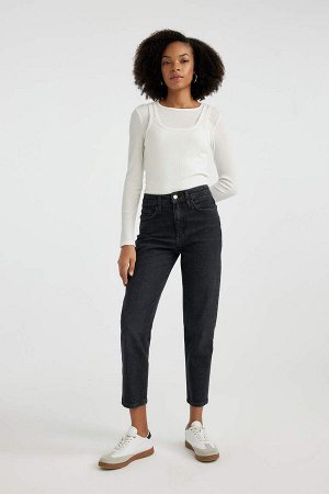 Удобные джинсовые брюки длиной до щиколотки с высокой талией для мам