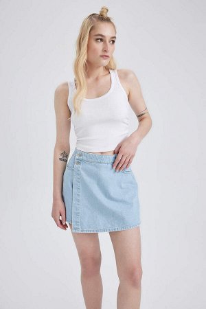 Джинсовые мини-юбки из 100% хлопка с нормальной талией