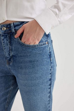 DEFACTO Джинсовые брюки длиной до щиколотки с высокой талией Lina Comfort Mom Fit
