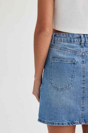 DEFACTO Джинсовая мини-юбка стандартного кроя из 100% хлопка