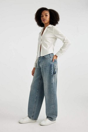 DEFACTO Джинсовые брюки плотного кроя с высокой талией длиной до щиколотки