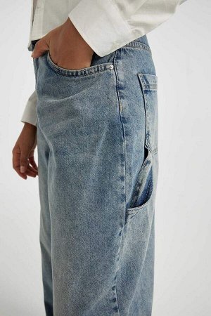 Джинсовые брюки плотного кроя с высокой талией длиной до щиколотки